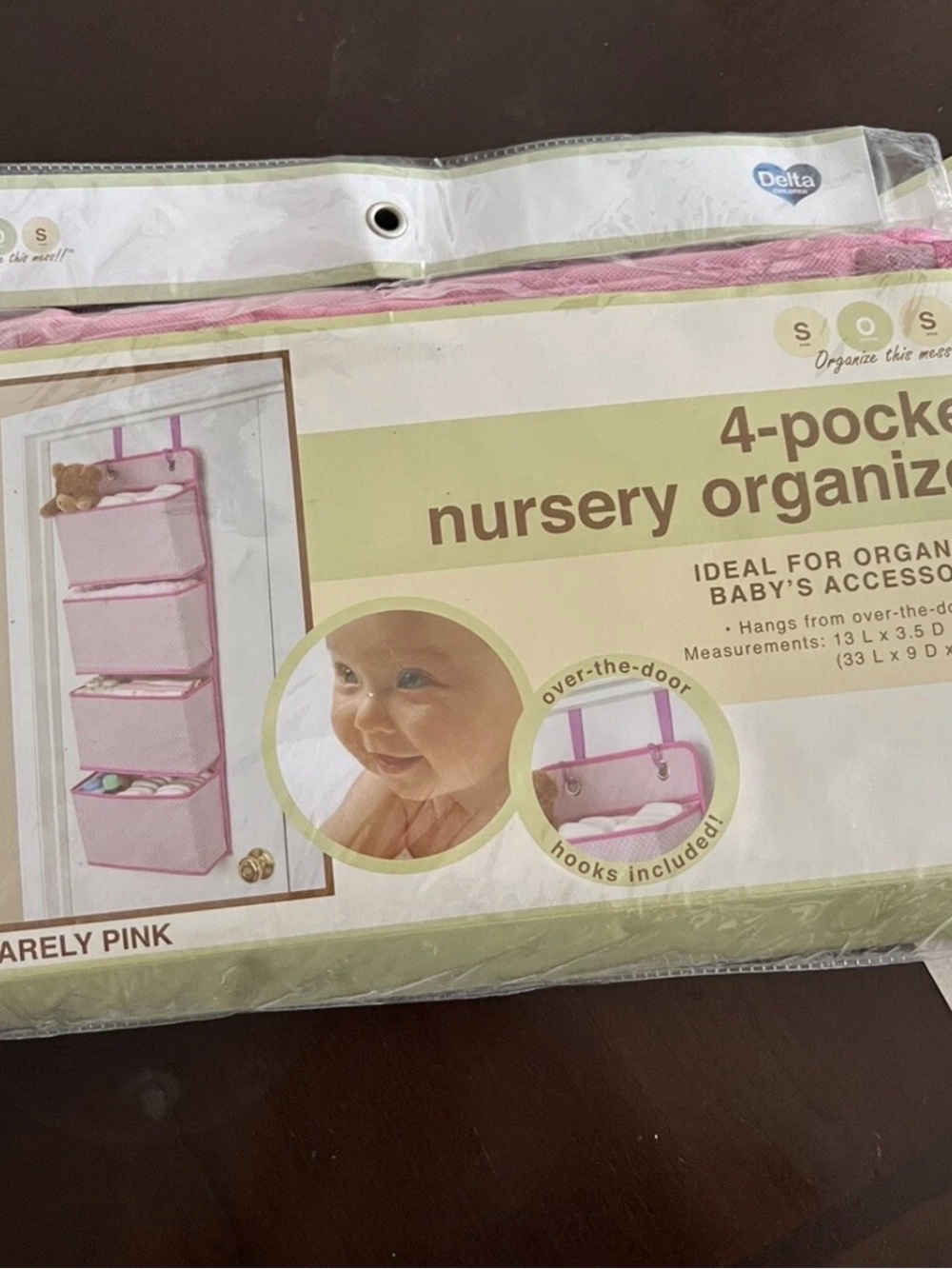 Delta Children 4 Pocket Over The Door Hanging Organizer, Barley Pink